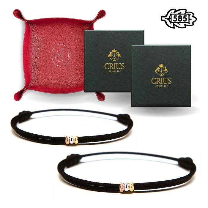 14K Tricolor Row Set